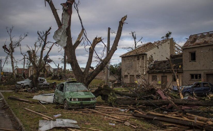 The village of Mikulcice, just outside Hodonin, looked like a war zone by Friday morning/EPA