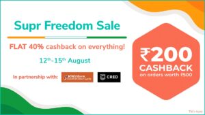 Supr Daily Independence Day Mega Offer: Flat 40% Cashback, Best Deal on Grocery Items